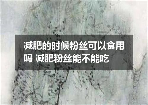 减肥的时候粉丝可以食用吗 减肥粉丝能不能吃