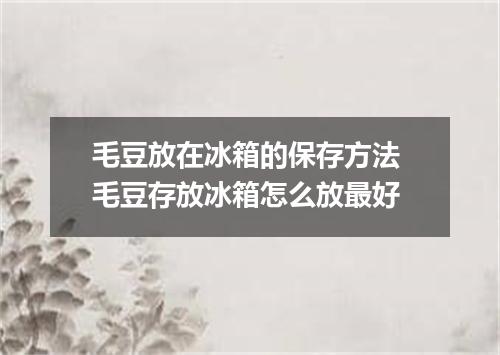 毛豆放在冰箱的保存方法 毛豆存放冰箱怎么放最好