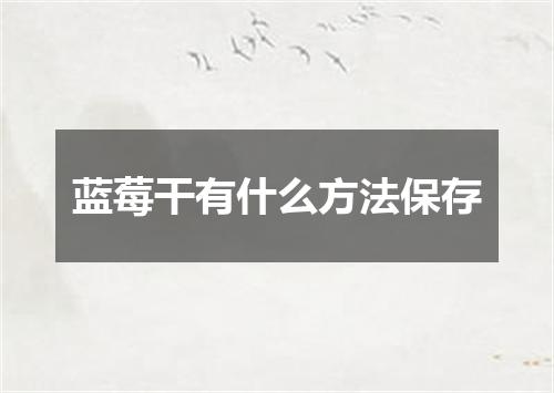 蓝莓干有什么方法保存