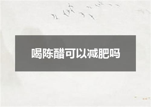 喝陈醋可以减肥吗