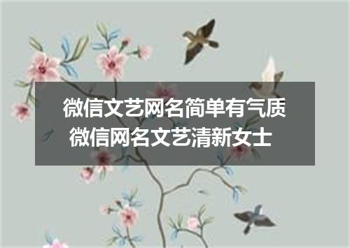 微信文艺网名简单有气质 微信网名文艺清新女士