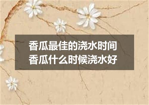 香瓜最佳的浇水时间 香瓜什么时候浇水好