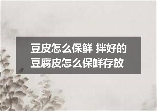 豆皮怎么保鲜 拌好的豆腐皮怎么保鲜存放