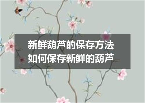 新鲜葫芦的保存方法 如何保存新鲜的葫芦