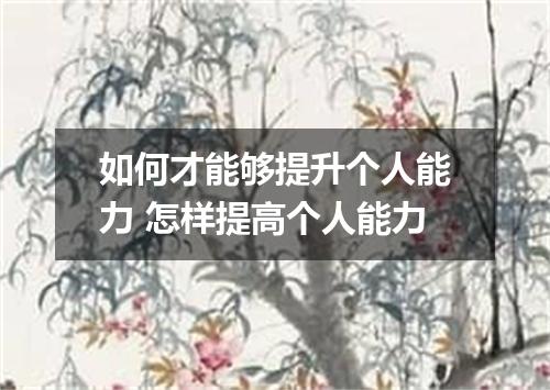 如何才能够提升个人能力 怎样提高个人能力