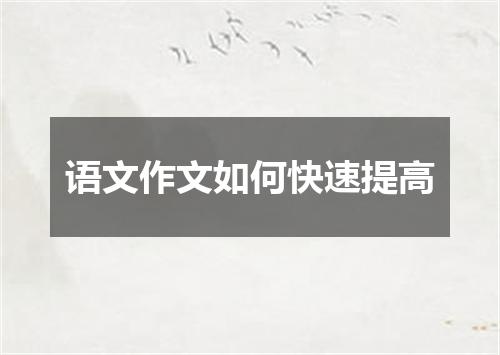 语文作文如何快速提高