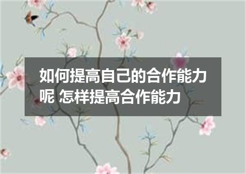 如何提高自己的合作能力呢 怎样提高合作能力