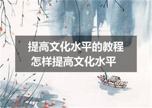 提高文化水平的教程 怎样提高文化水平