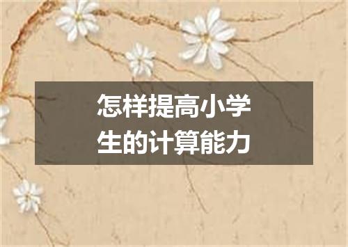 怎样提高小学生的计算能力