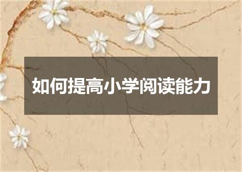 如何提高小学阅读能力