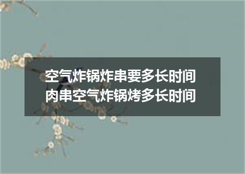 空气炸锅炸串要多长时间 肉串空气炸锅烤多长时间