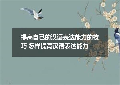 提高自己的汉语表达能力的技巧 怎样提高汉语表达能力