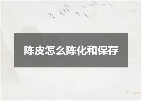 陈皮怎么陈化和保存