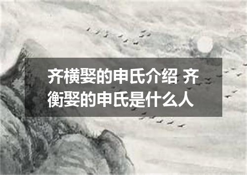 齐横娶的申氏介绍 齐衡娶的申氏是什么人