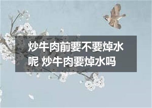 炒牛肉前要不要焯水呢 炒牛肉要焯水吗