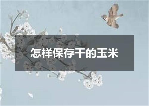 怎样保存干的玉米
