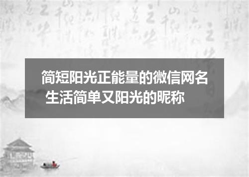 简短阳光正能量的微信网名 生活简单又阳光的昵称