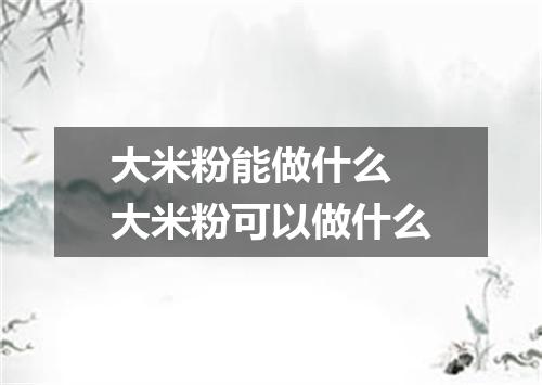 大米粉能做什么 大米粉可以做什么