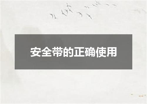 安全带的正确使用