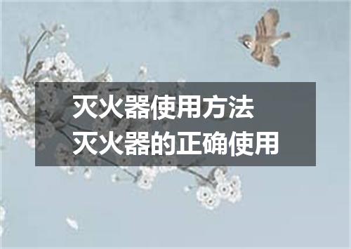 灭火器使用方法 灭火器的正确使用