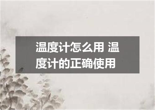 温度计怎么用 温度计的正确使用