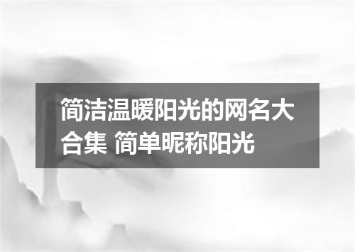 简洁温暖阳光的网名大合集 简单昵称阳光