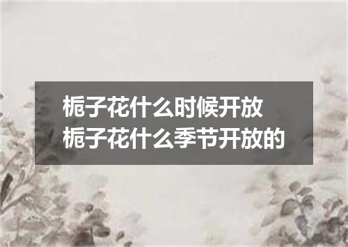 栀子花什么时候开放 栀子花什么季节开放的