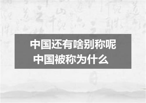 中国还有啥别称呢 中国被称为什么