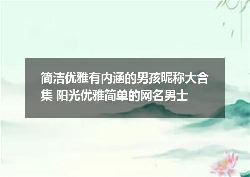 简洁优雅有内涵的男孩昵称大合集 阳光优雅简单的网名男士