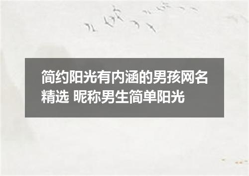 简约阳光有内涵的男孩网名精选 昵称男生简单阳光