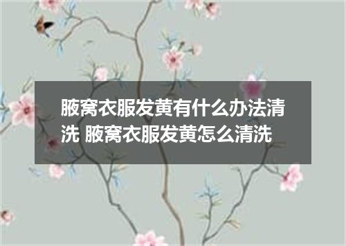 腋窝衣服发黄有什么办法清洗 腋窝衣服发黄怎么清洗