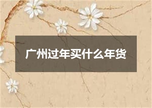 广州过年买什么年货