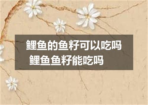 鲤鱼的鱼籽可以吃吗 鲤鱼鱼籽能吃吗
