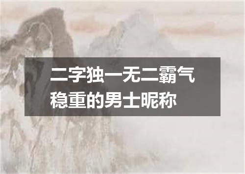 二字独一无二霸气稳重的男士昵称