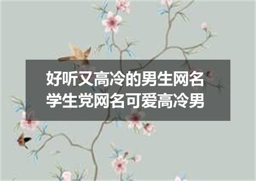 好听又高冷的男生网名 学生党网名可爱高冷男