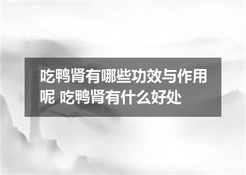 吃鸭肾有哪些功效与作用呢 吃鸭肾有什么好处