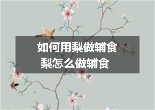 如何用梨做辅食 梨怎么做辅食