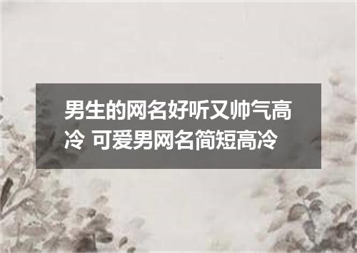 男生的网名好听又帅气高冷 可爱男网名简短高冷