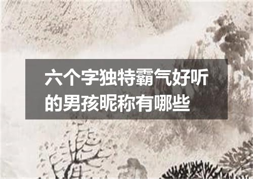 六个字独特霸气好听的男孩昵称有哪些
