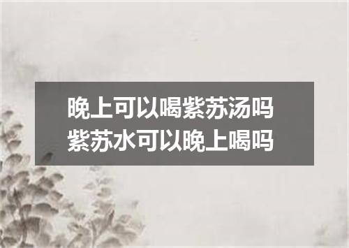 晚上可以喝紫苏汤吗 紫苏水可以晚上喝吗
