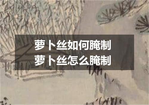 萝卜丝如何腌制 萝卜丝怎么腌制