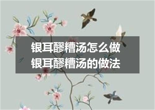 银耳醪糟汤怎么做 银耳醪糟汤的做法