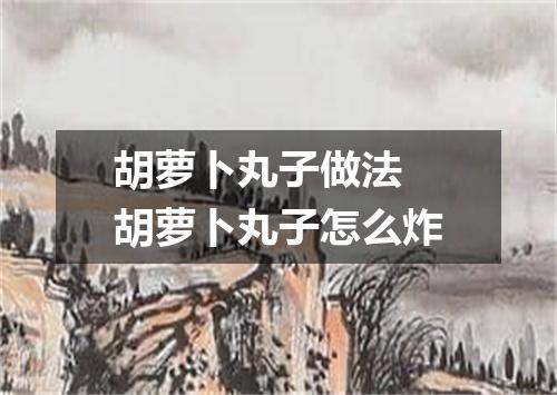 胡萝卜丸子做法 胡萝卜丸子怎么炸