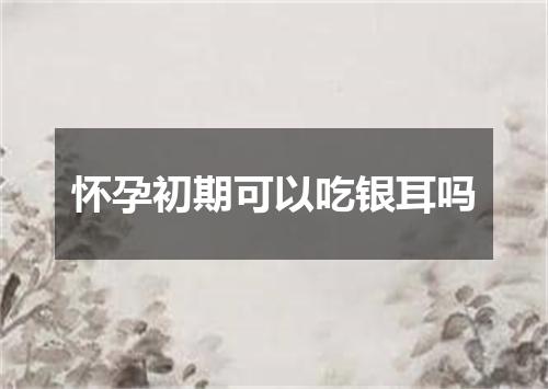 怀孕初期可以吃银耳吗