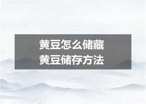 黄豆怎么储藏 黄豆储存方法