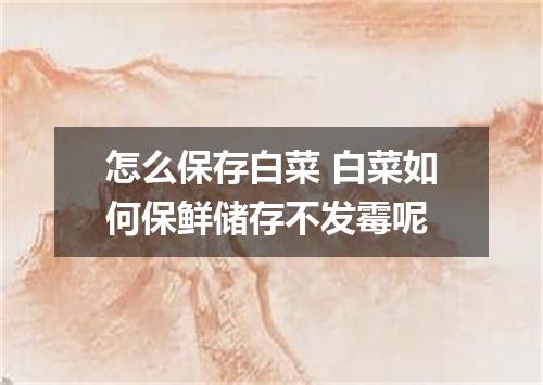 怎么保存白菜 白菜如何保鲜储存不发霉呢