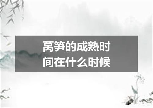 莴笋的成熟时间在什么时候