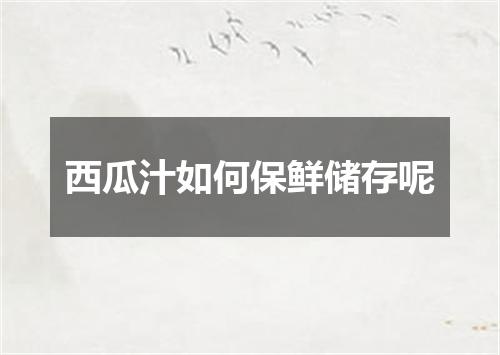 西瓜汁如何保鲜储存呢