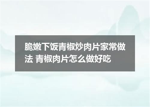 脆嫩下饭青椒炒肉片家常做法 青椒肉片怎么做好吃