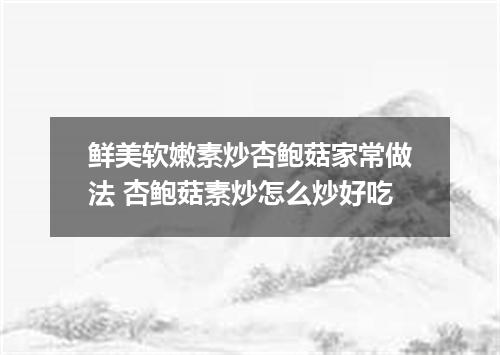 鲜美软嫩素炒杏鲍菇家常做法 杏鲍菇素炒怎么炒好吃